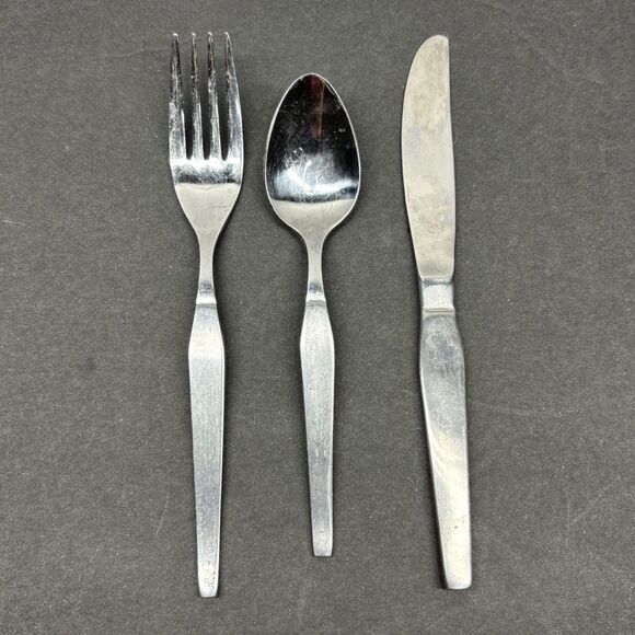 Vintage Danara Stainless Silverware Child's Toddler Fork Spoon Knife Korea - Picture 1 of 7